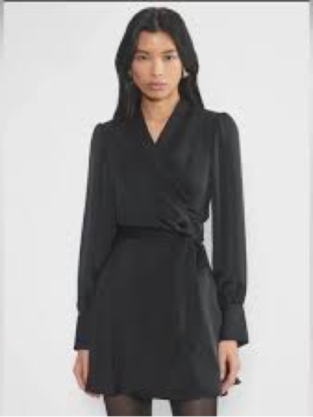 Aritzia babaton Black Long-Sleeve Wrap Dress 711